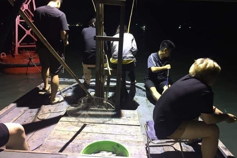 Night squid fishing experience on the boat